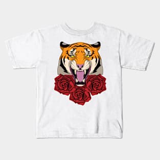 Tiger with Roses Kids T-Shirt